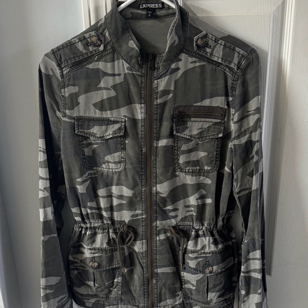 Express Camo Utility Field Jacket S Petite Lyocell